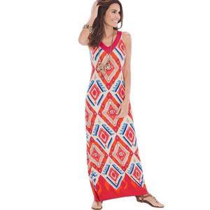Chico’s Ikat Print Maxi Dress – Size 2 (Large) – EUC